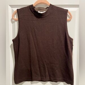 St. John Chocolate Brown Mockneck Top
